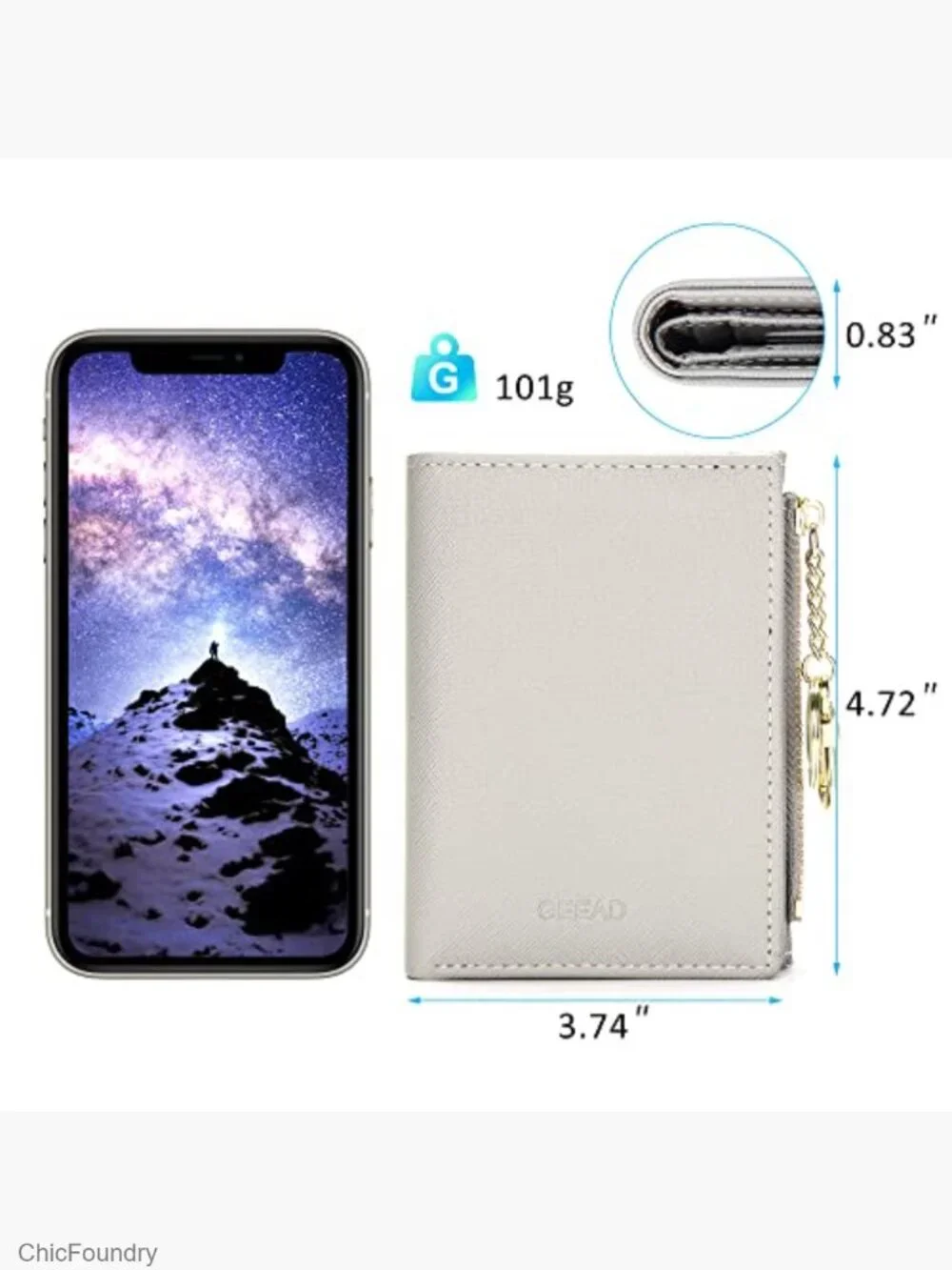 Bifold Slim Wallet Zipper Coin Purse Card Holder Women